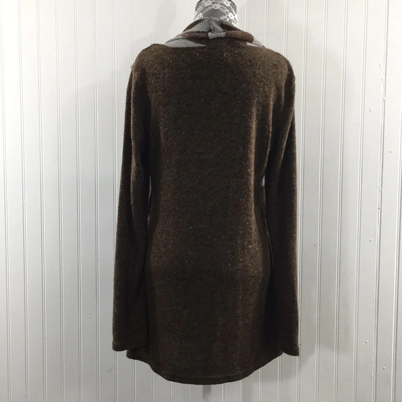A'reve Brown Gray Striped Knit Cowl Neck Sweater Womens Medium Modcloth Cardigan - Picture 5 of 12